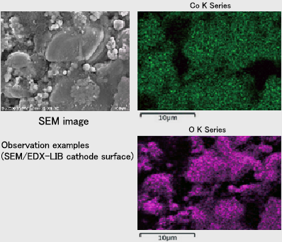 Observation examples (SEM/EDX-LIB cathode surface)